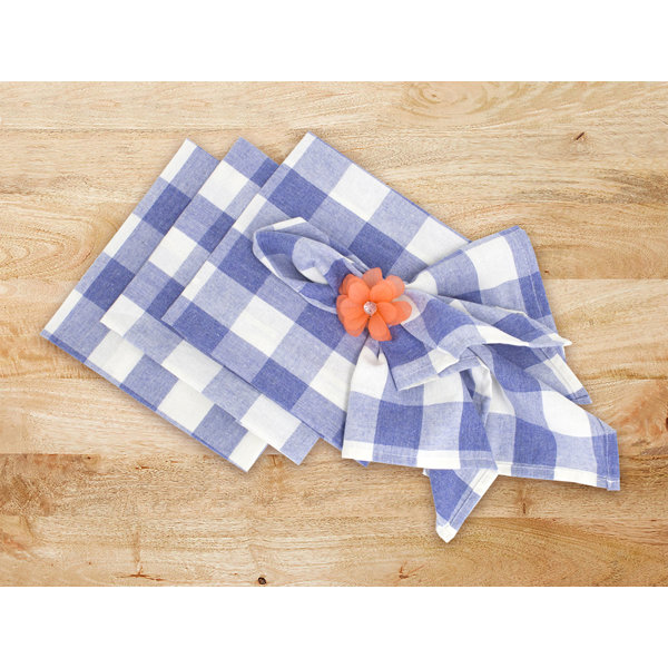 Gracie Oaks Blue Country Buffalo Plaid Cloth Napkins, Set Of 4 Wayfair